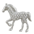 Silver Crystal Prancing Horse Brooch Pin - Lilylin Designs