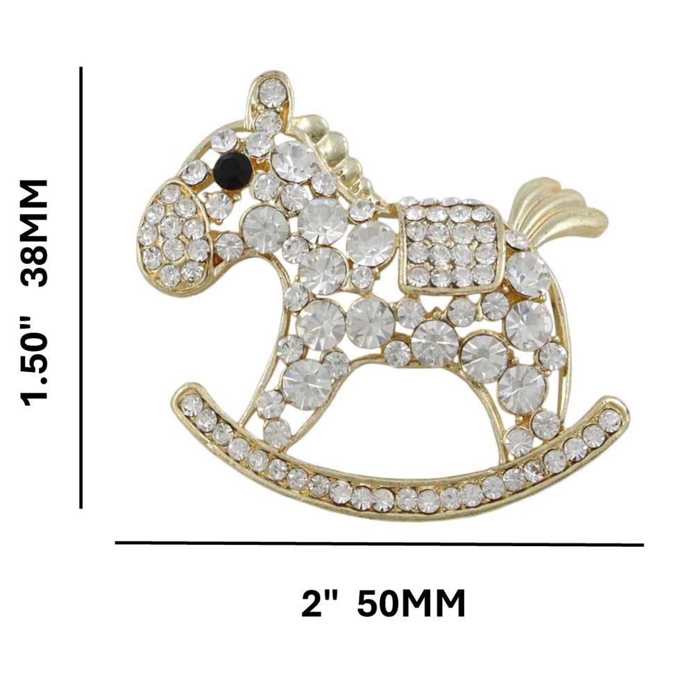 Crystal Rocking Horse Brooch Pin with measurements - Lilylin Designs