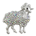 Sheep Brooch Pin with Aurora Borealis Crystals - Lilylin Designs