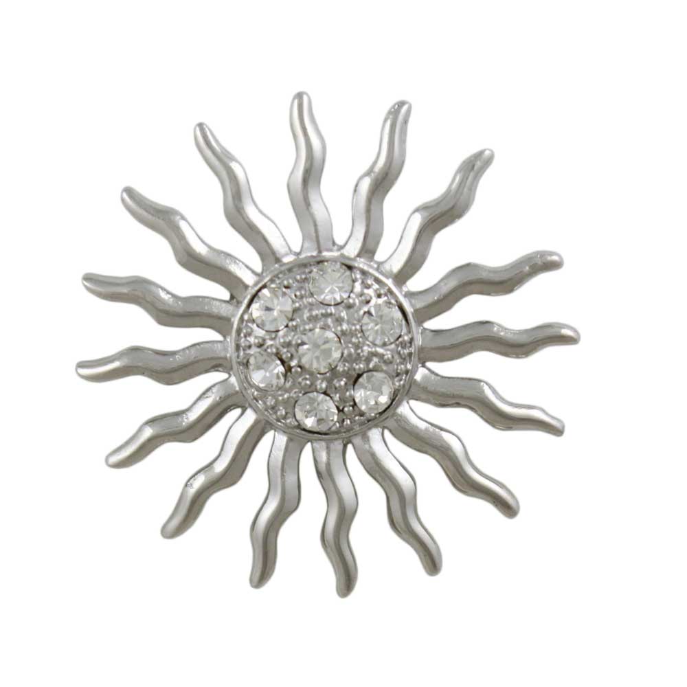Crystal Sun Brooch Pin with Clear Crystals - Lilylin Designs