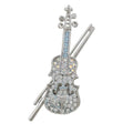 Light Blue and Aurora Borealis Crystal Violin Brooch Pin - Lilylin Designs