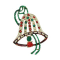 Red and Green Crystal Cut - out Christmas Bell Brooch Pin - Lilylin Designs