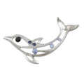 Blue Crystal Cut-out Dolphin Brooch Pin - Lilylin Designs