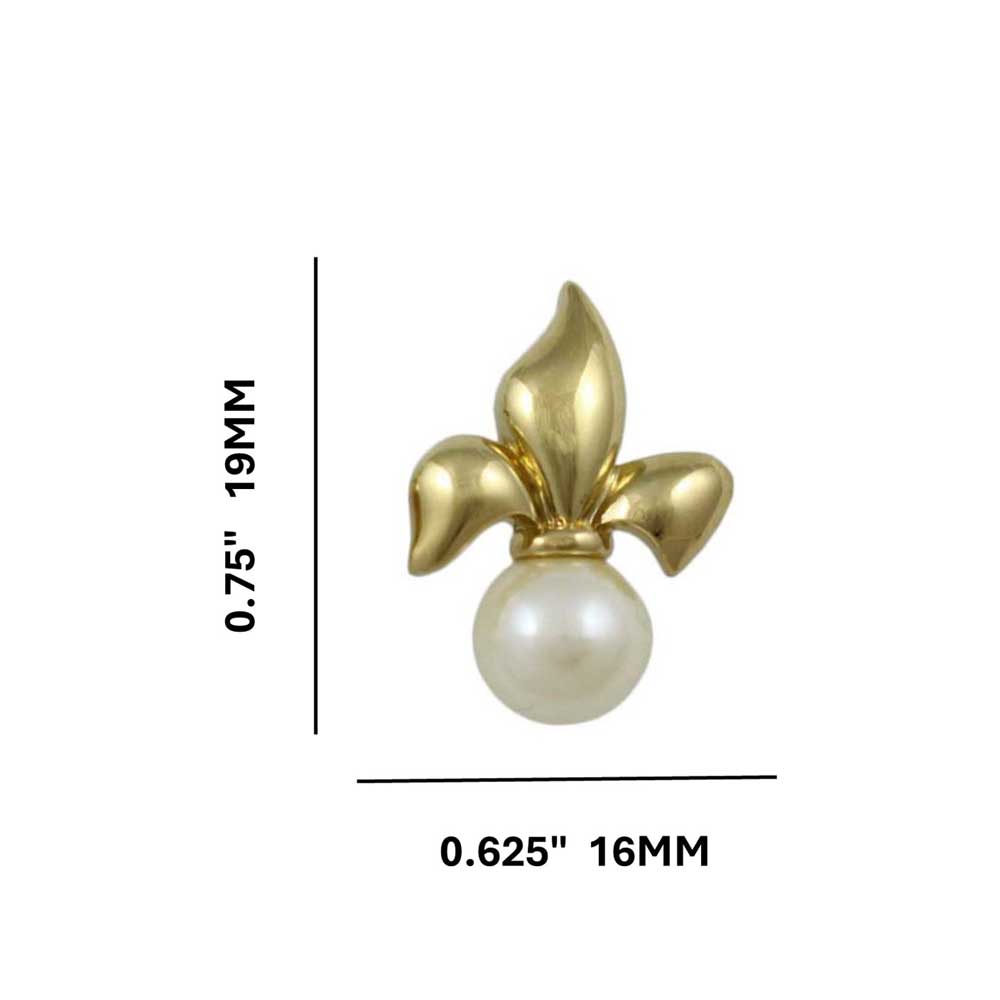 Gold - plated Fleur de Lis with Cream Pearl Pierced Earring - DPE608 - Lilylin Designs