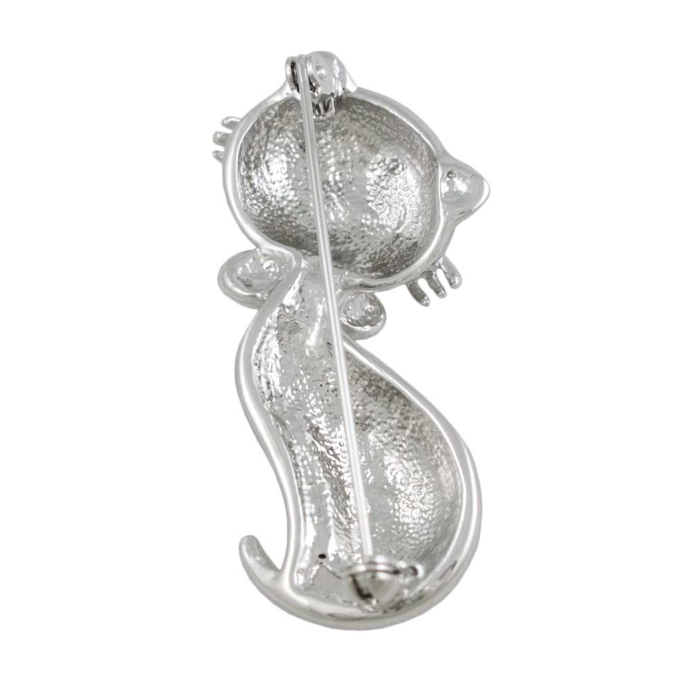 Big Head Cat with Green Crystal Eyes Brooch Pin - DPRA514 - Lilylin Designs