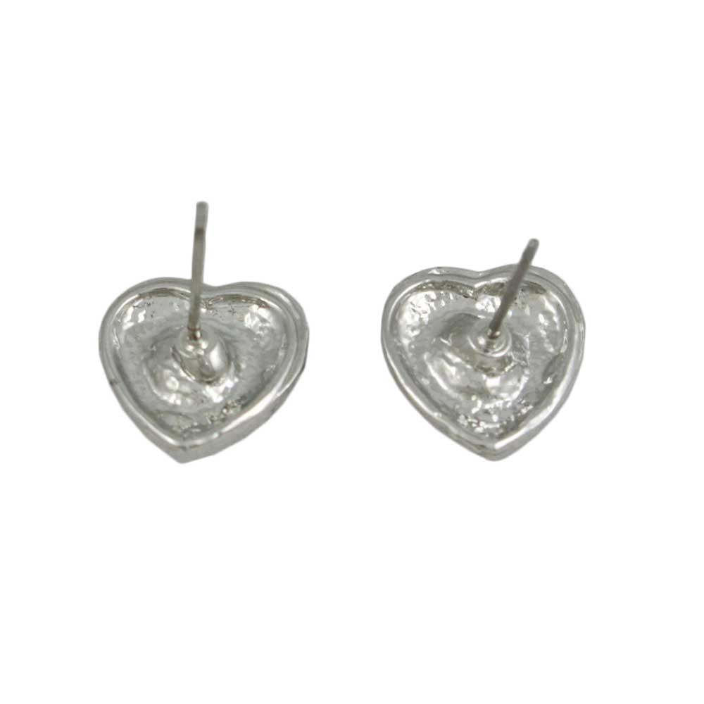 Small Red Crystal Heart with Clear Crystals Pierced Earring - DRSN523E - Lilylin Designs