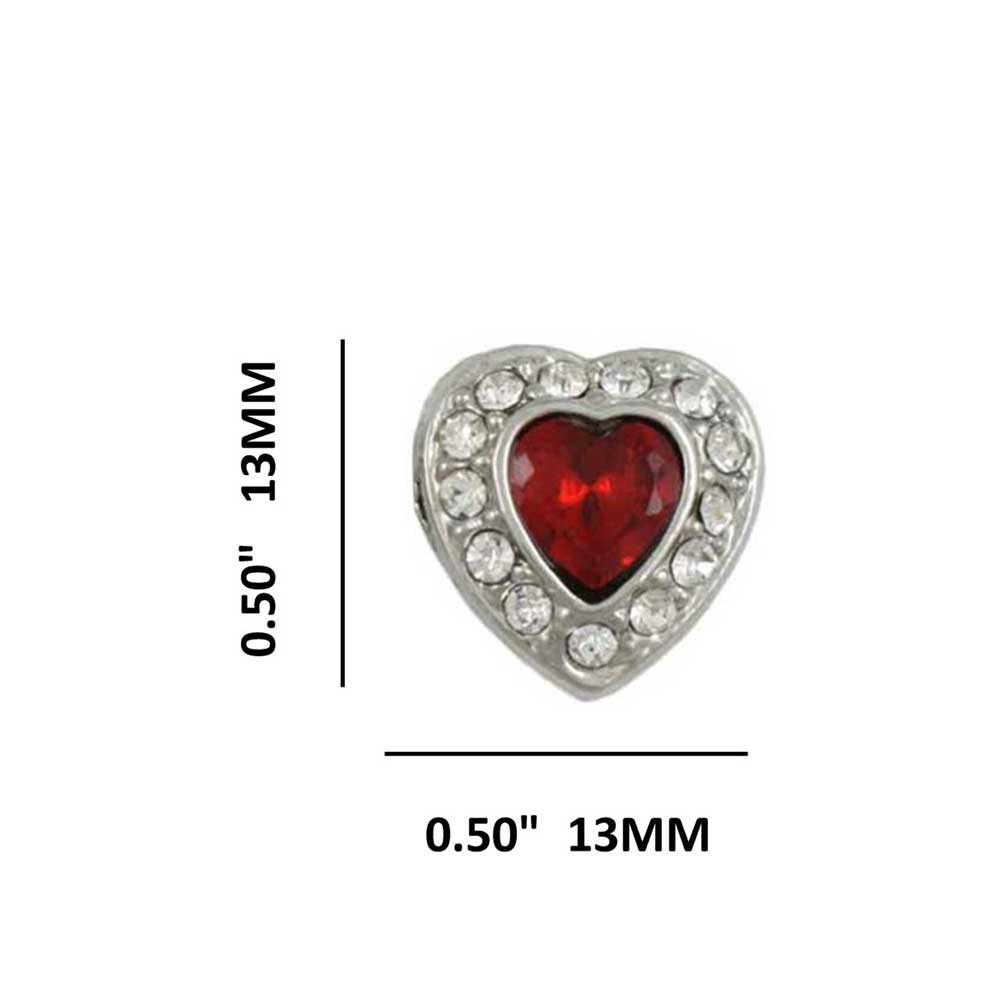 Small Red Crystal Heart with Clear Crystals Pierced Earring - DRSN523E - Lilylin Designs