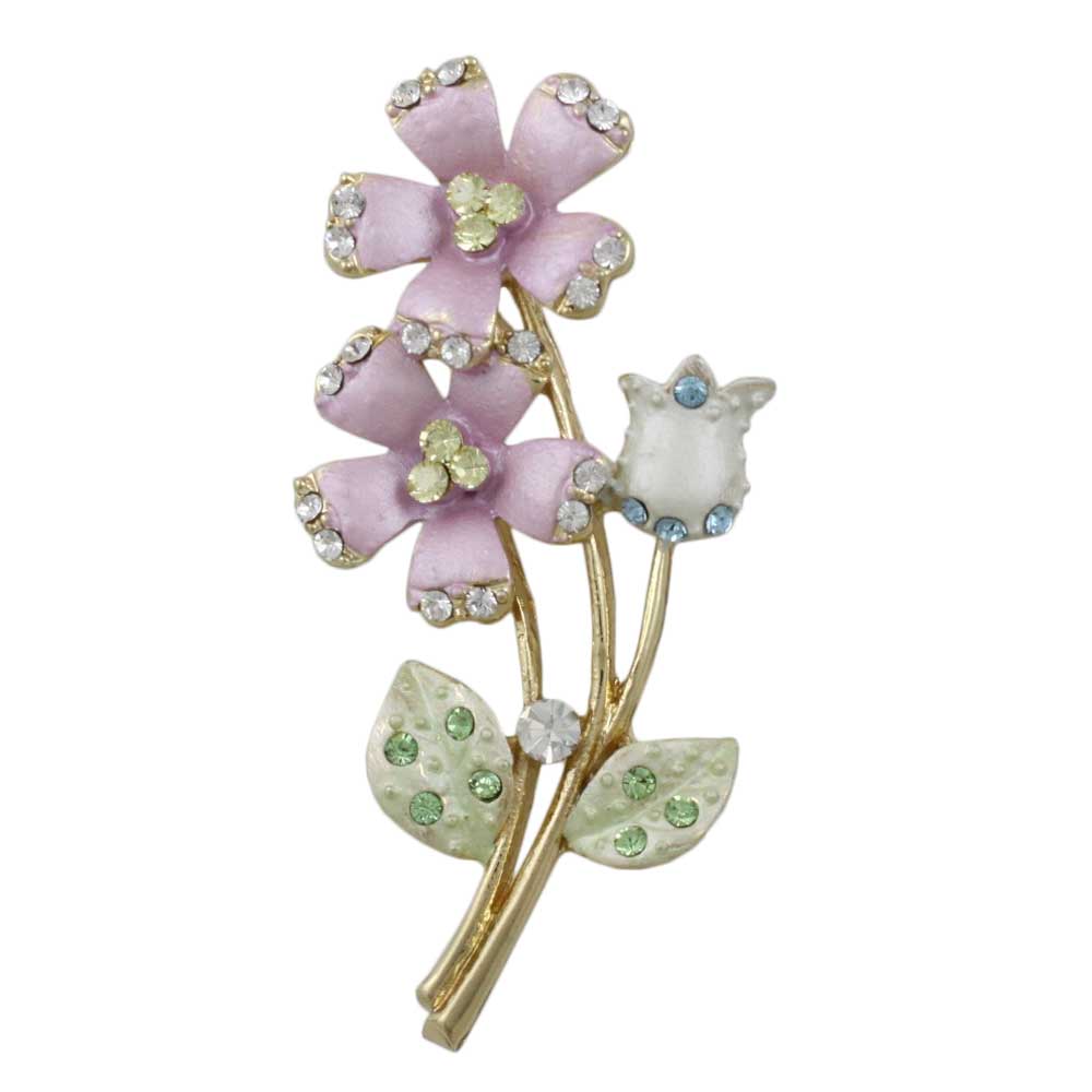 Lavender Crystal Daisies and Tulip Flower Brooch Pin - Lilylin Designs