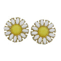 Yellow and White Daisy Button Pierced Earring - FE502 - Lilylin Designs