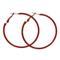 2" Medium Sized Dark Red Enamel Skinny Hoop Pierced Earring - FE220RD - Lilylin Designs