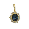 Dark blue oval surrounded by clear crystals pearl enhancer, pendant - Lilylin Designs