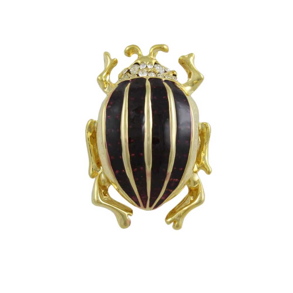 Dark Purple Enamel Beetle Brooch Pin - Lilylin Designs