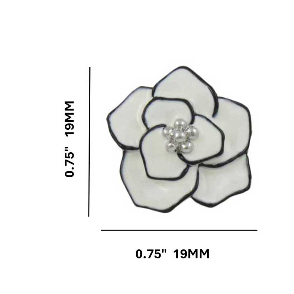 Cream Enamel Flower Outlined in Black Clip Earring - EQ102C - Lilylin Designs