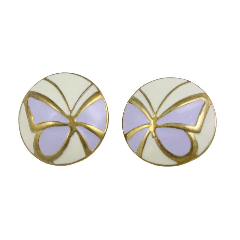 Light Purple Butterfly Button Pierced Earring - EQ105 - Lilylin Designs