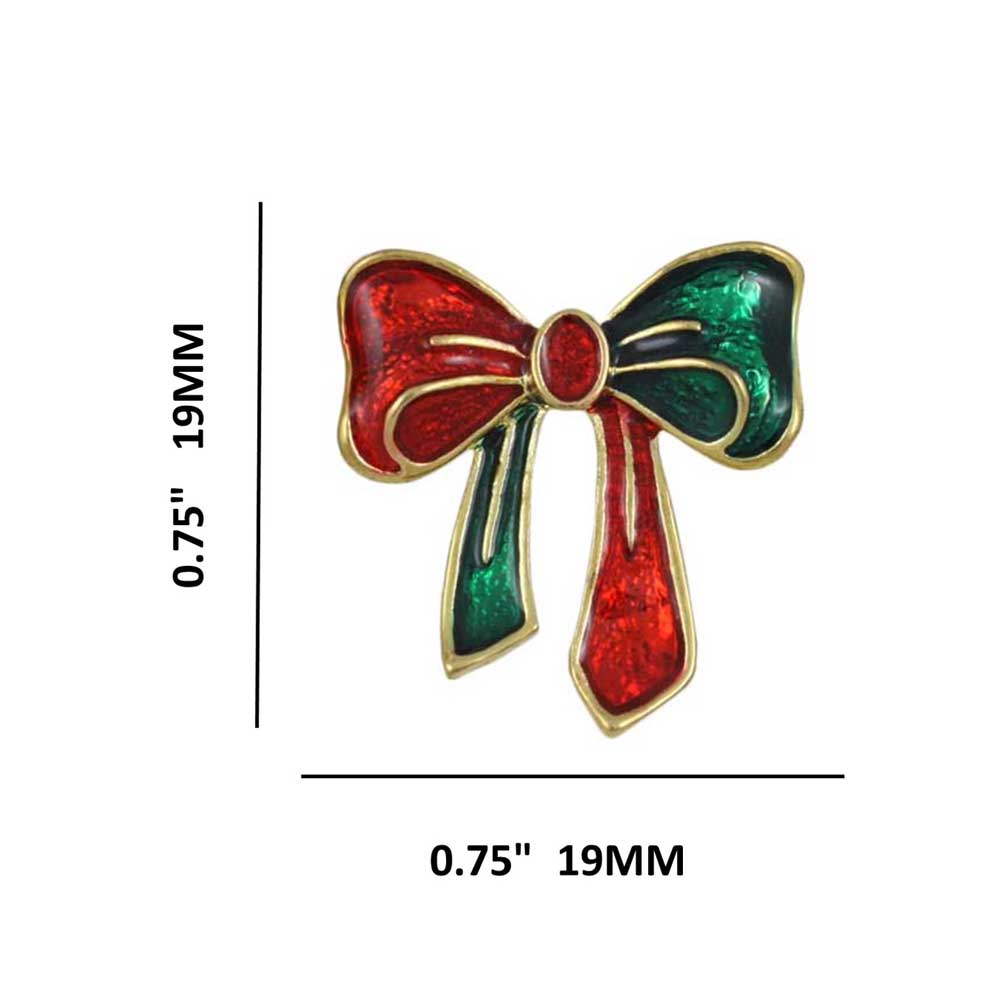 Red and Green Christmas Bow Pierced Earring - EQ106RG - Lilylin Designs