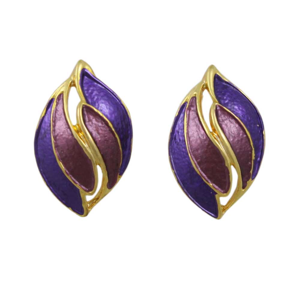 Light and Dark Purple Enamel Wave Pierced Earring - EQ141 - Lilylin Designs