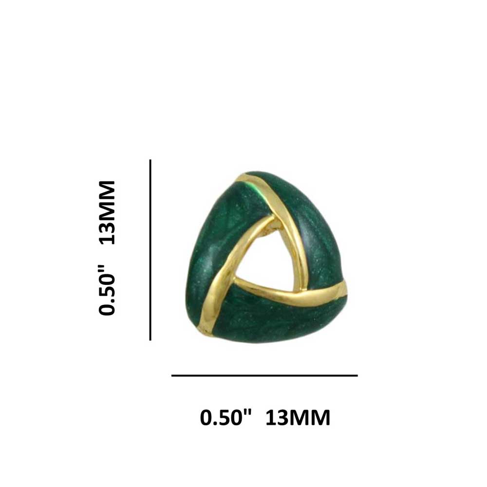 Green Enamel Open Triangle with Gold Pierced Earring - EQ203GN - Lilylin Designs
