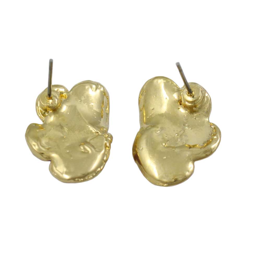 Purple Half Flower Outlined in Gold Pierced Earring - EQ240 - Lilylin Designs