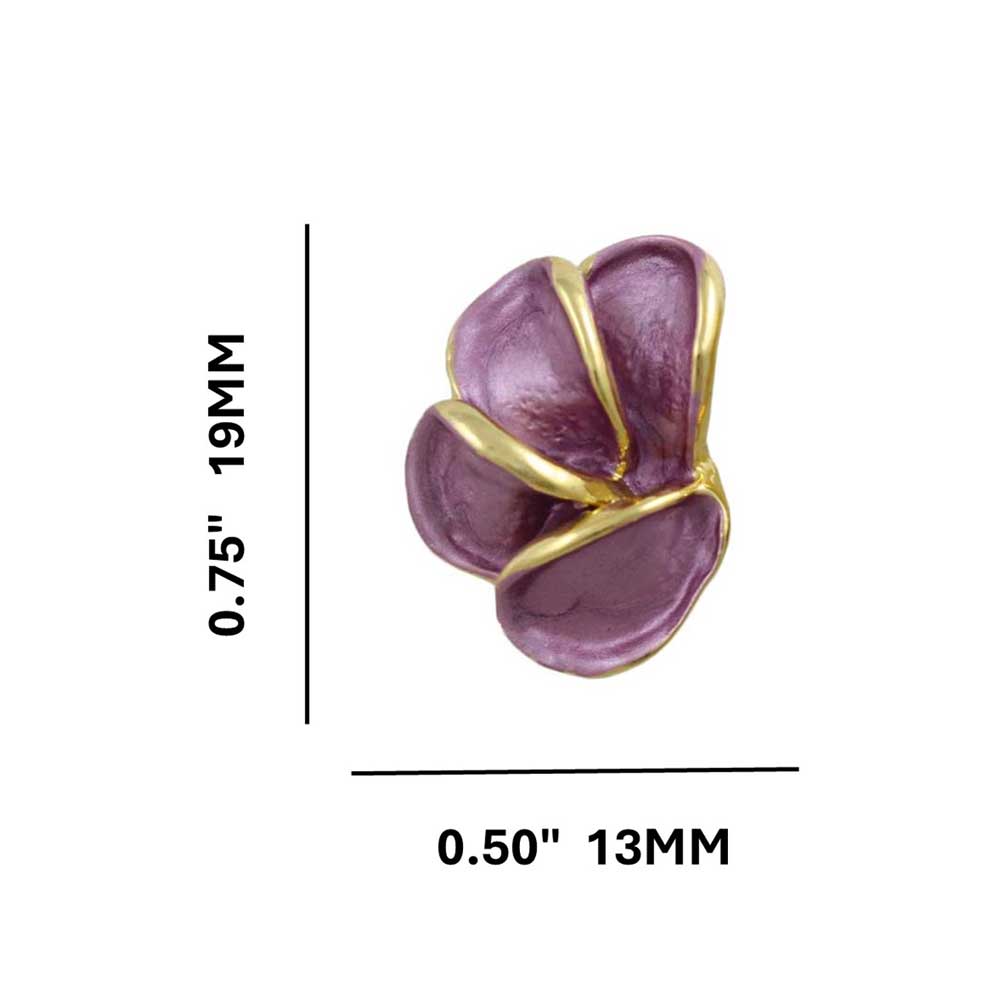 Purple Half Flower Outlined in Gold Pierced Earring - EQ240 - Lilylin Designs