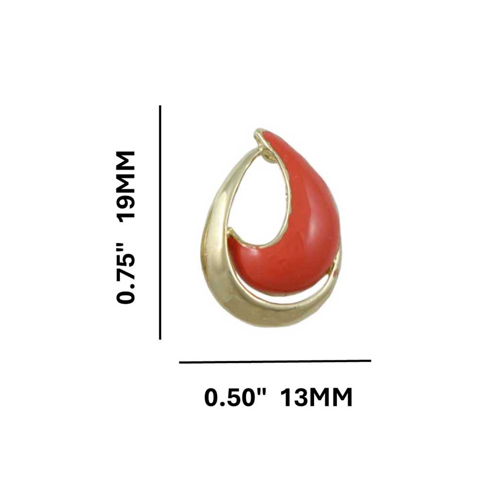 Orange with Gold Open Enamel Teardrop Pierced Earring - EQ301 - Lilylin Designs