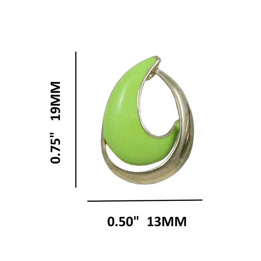 Green with Gold Open Enamel Teardrop Pierced Earring - EQ301GN - Lilylin Designs