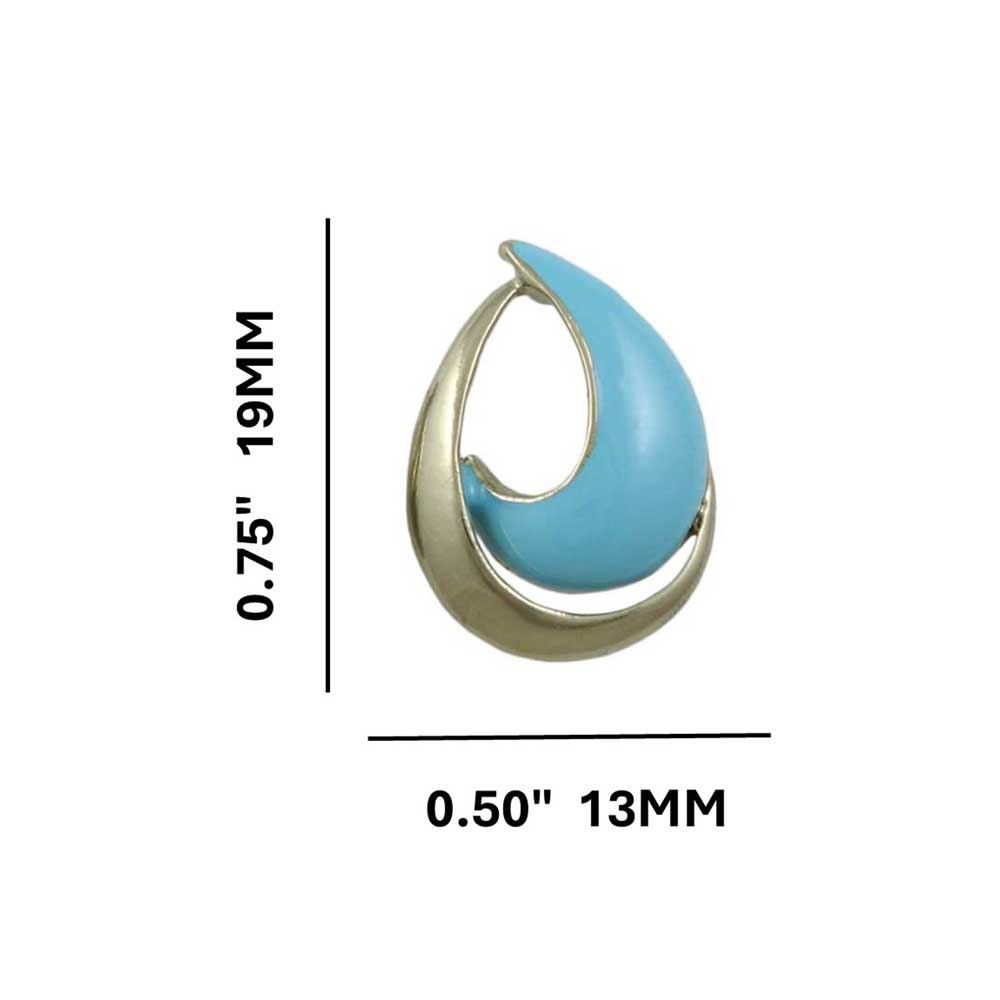 Blue with Gold Open Enamel Teardrop Pierced Earring - EQ301TQ - Lilylin Designs