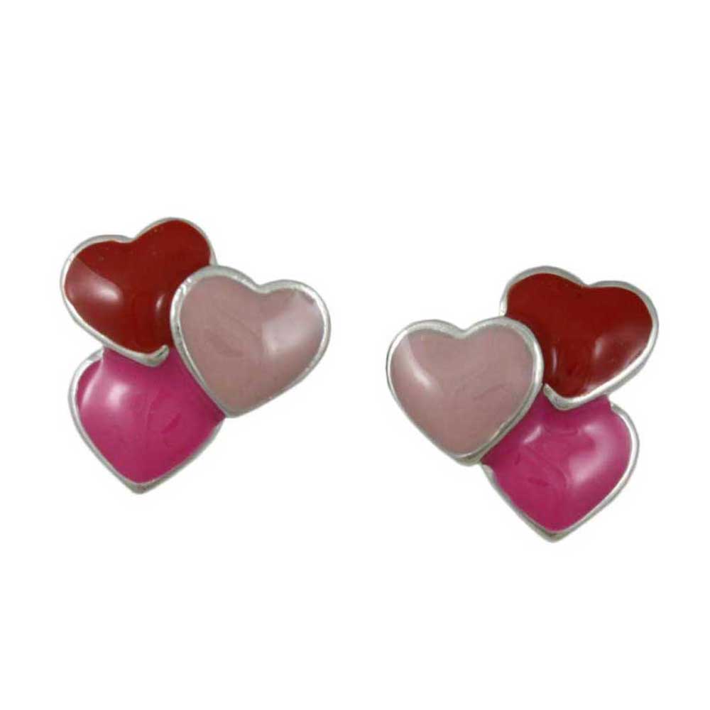 Red, Light Pink, and Hot Pink Hearts Pierced Earring - EQ303 - Lilylin Designs
