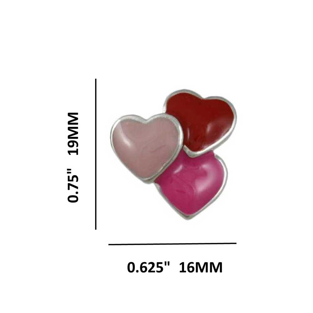 Red, Light Pink, and Hot Pink Hearts Pierced Earring - EQ303 - Lilylin Designs