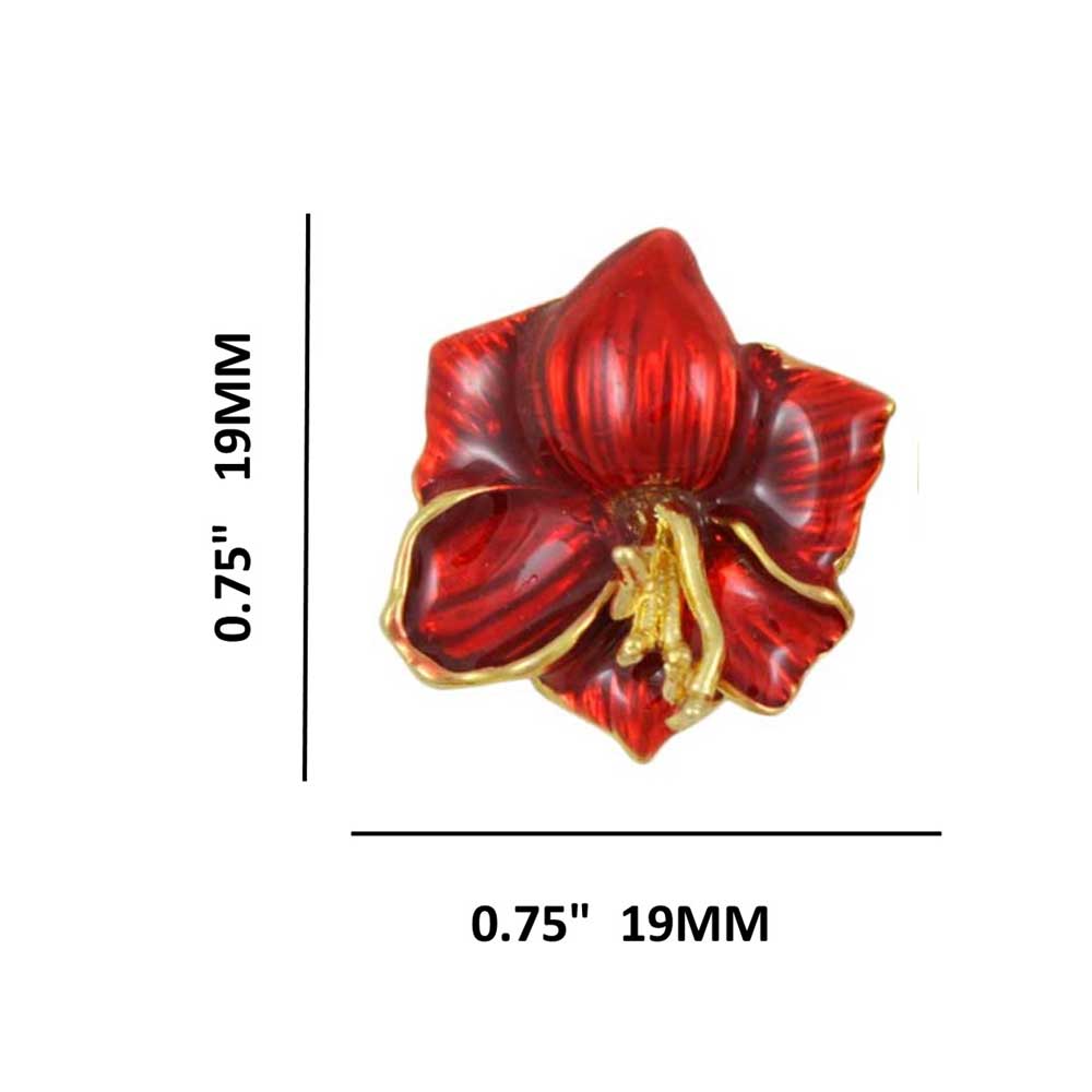 Red Enamel Christmas Amaryllis Clip Earring - EQ304C - Lilylin Designs