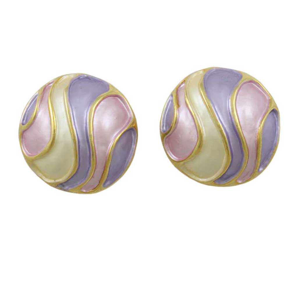 Pastel Enamel Striped Dome Pierced Earring - EQ440 - Lilylin Designs