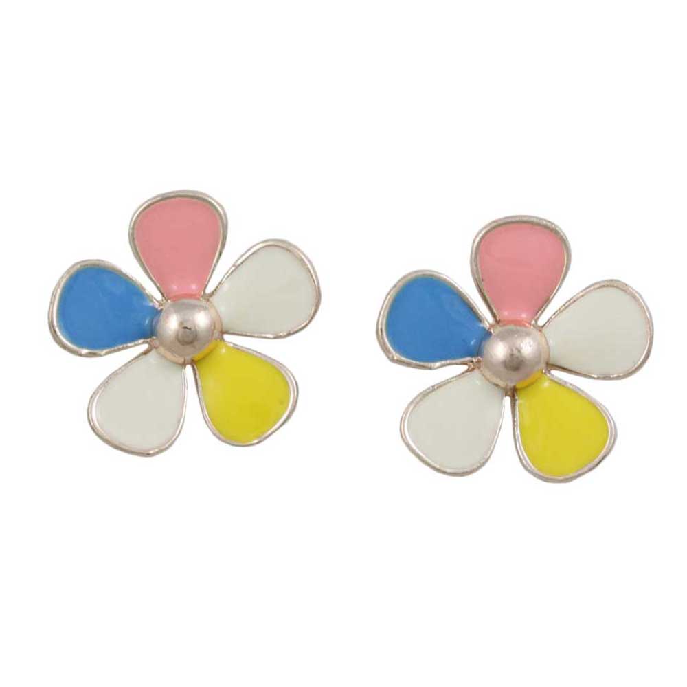 Pastel Enamel Daisy Flower Pierced Earring - EQ501 - Lilylin Designs