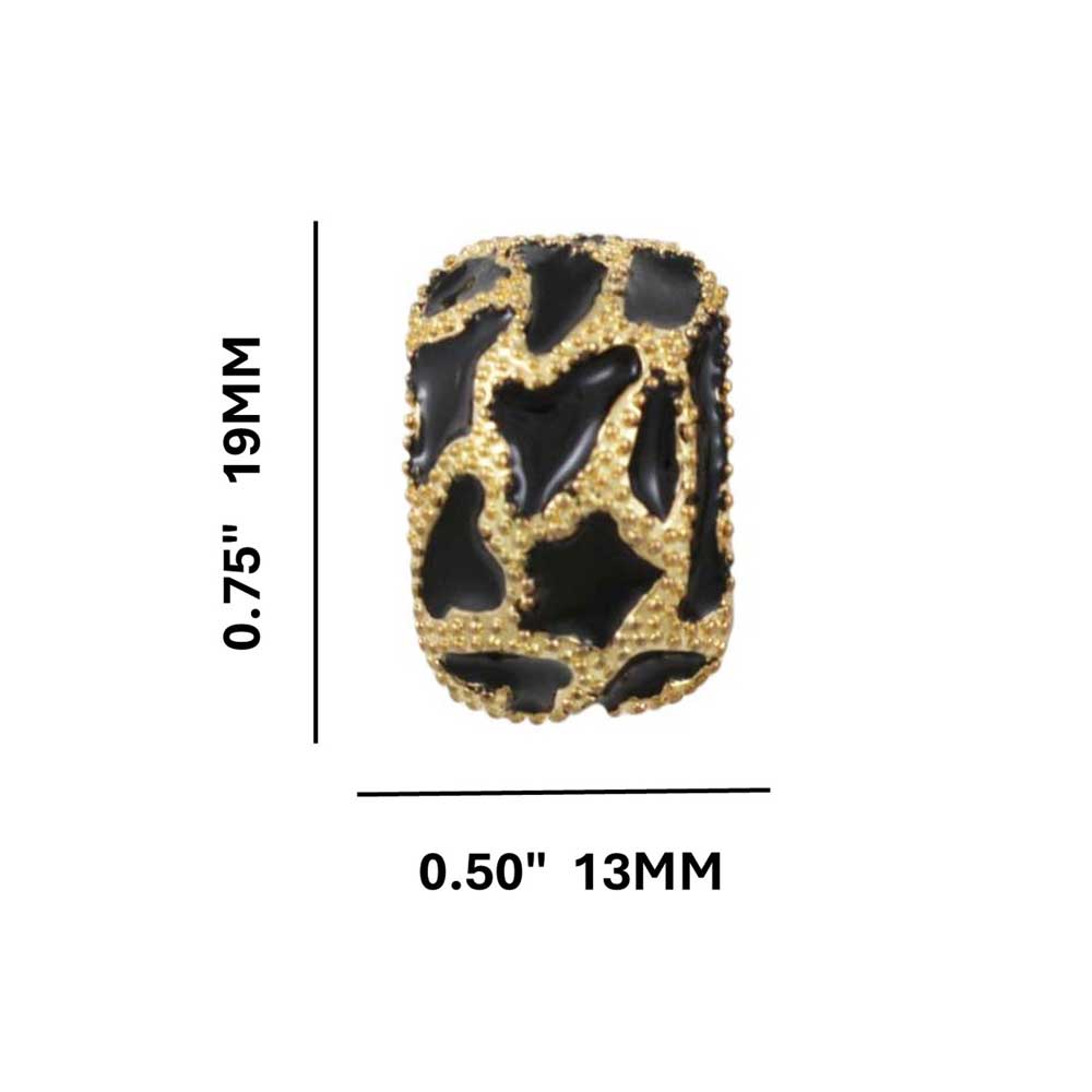 Black and Gold Enamel Leopard Print Pierced Earring - EQ815 - Lilylin Designs