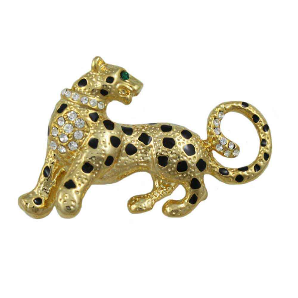 Lilylin Designs Cheetah Brooch Pin with Black Enamel Spots