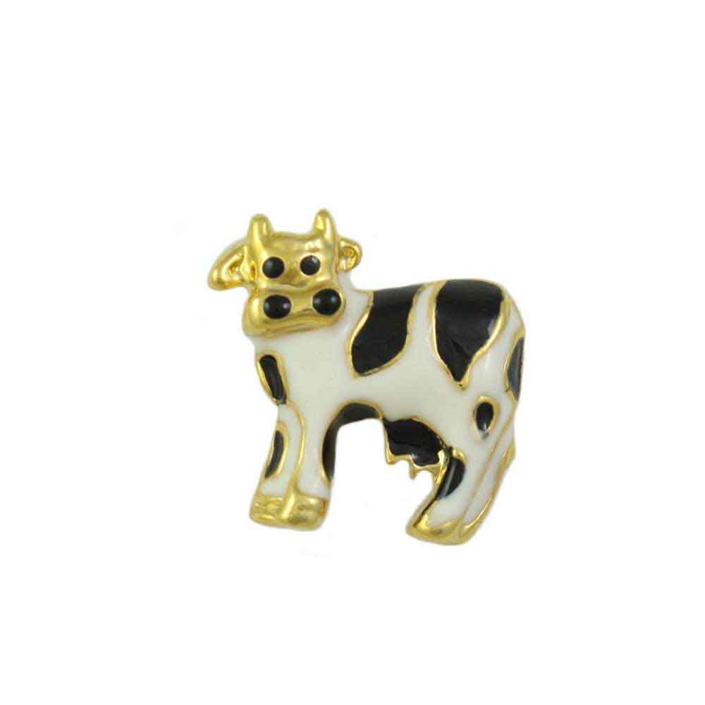 Lilylin Designs Tiny Black and White Enamel Dairy Cow Lapel Tac Pin