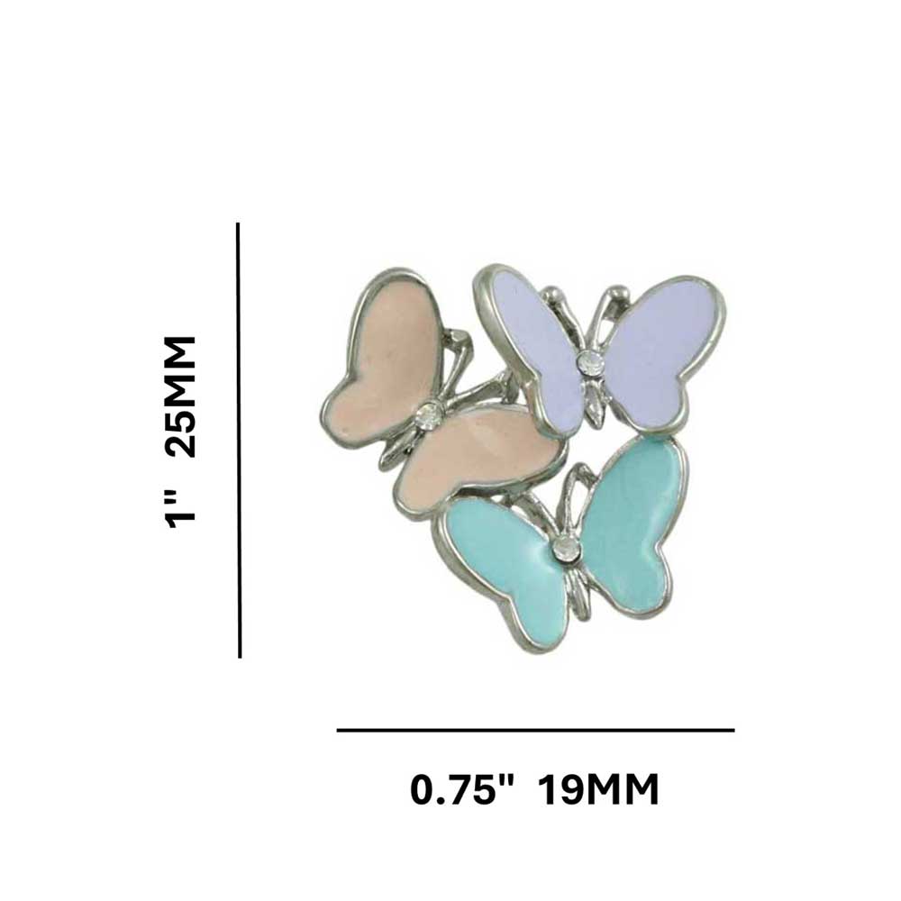3 Pastel Enamel Butterflies Pierced Earring - FAP281E - Lilylin Designs