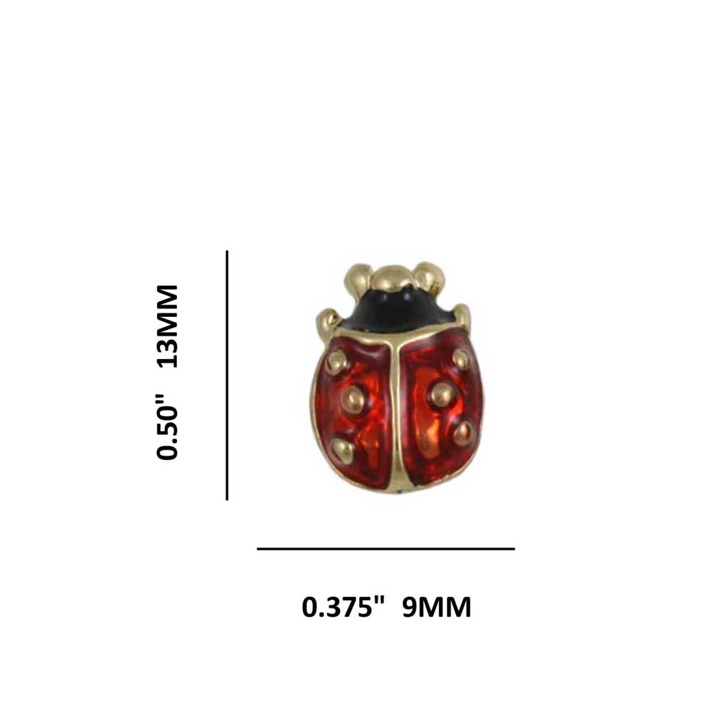 Red and Black Enamel Ladybug Pierced Earring - FE201 - Lilylin Designs