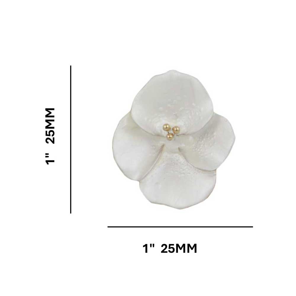 White Enamel Orchid with Gold Center Clip Earring - FE217C - Lilylin Designs