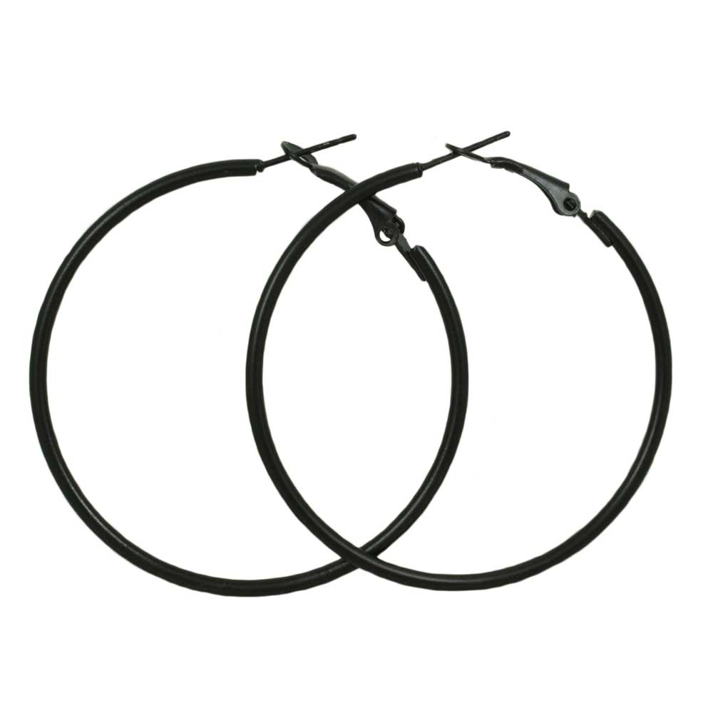 Lilylin Designs 2" Medium Sized Black Hoop Pierced Earring