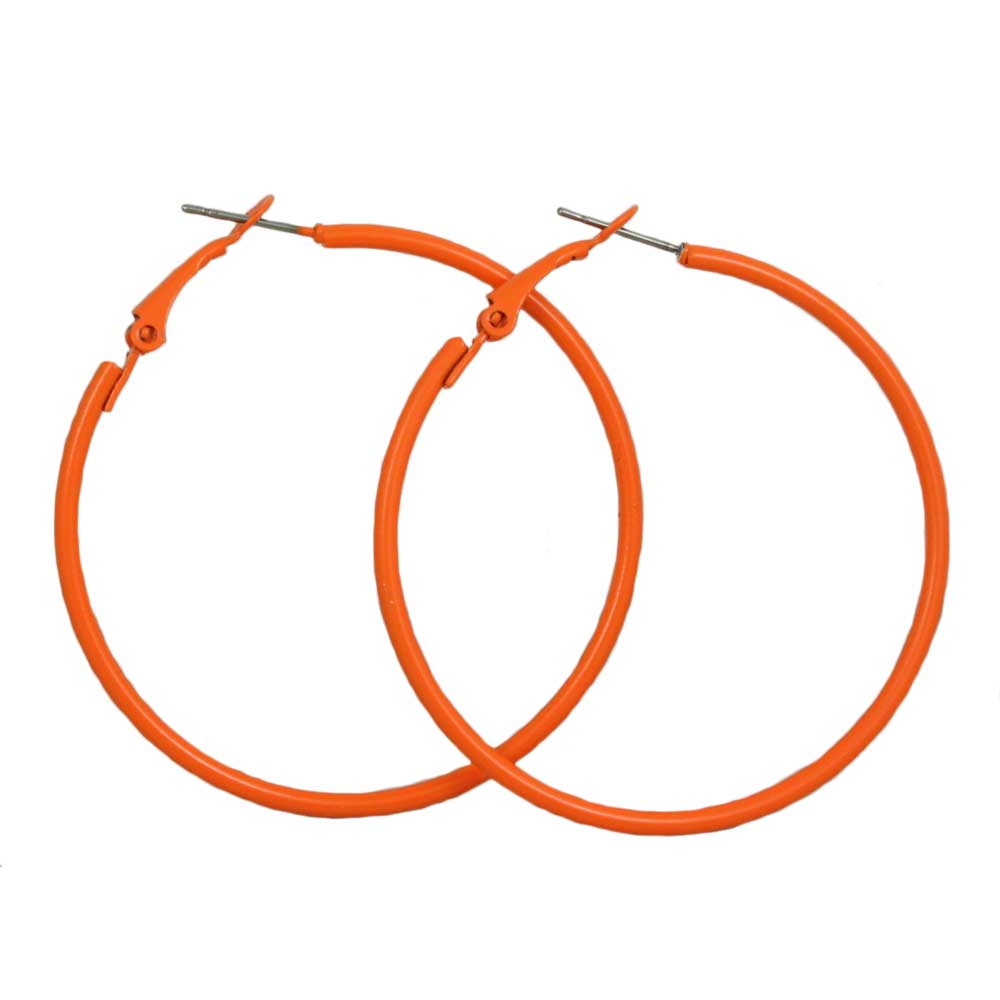 2" Medium Sized Orange Skinny Hoop Pierced Earring - FE220OG - Lilylin Designs