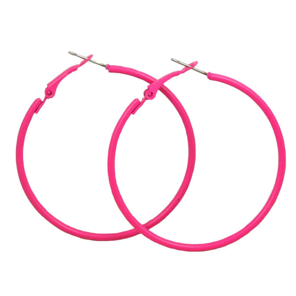2" Medium Sized Hot Pink Skinny Hoop Pierced Earring - FE220PK - Lilylin Designs