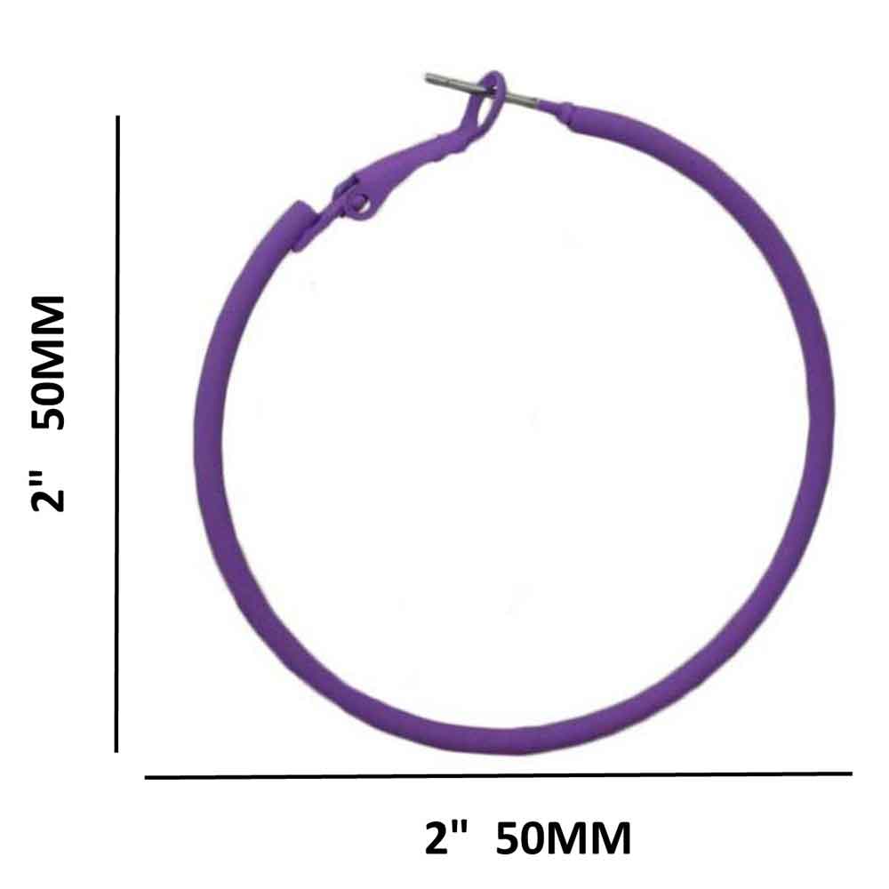 2" Medium Sized Purple Skinny Hoop Pierced Earring - FE220PP - Lilylin Designs