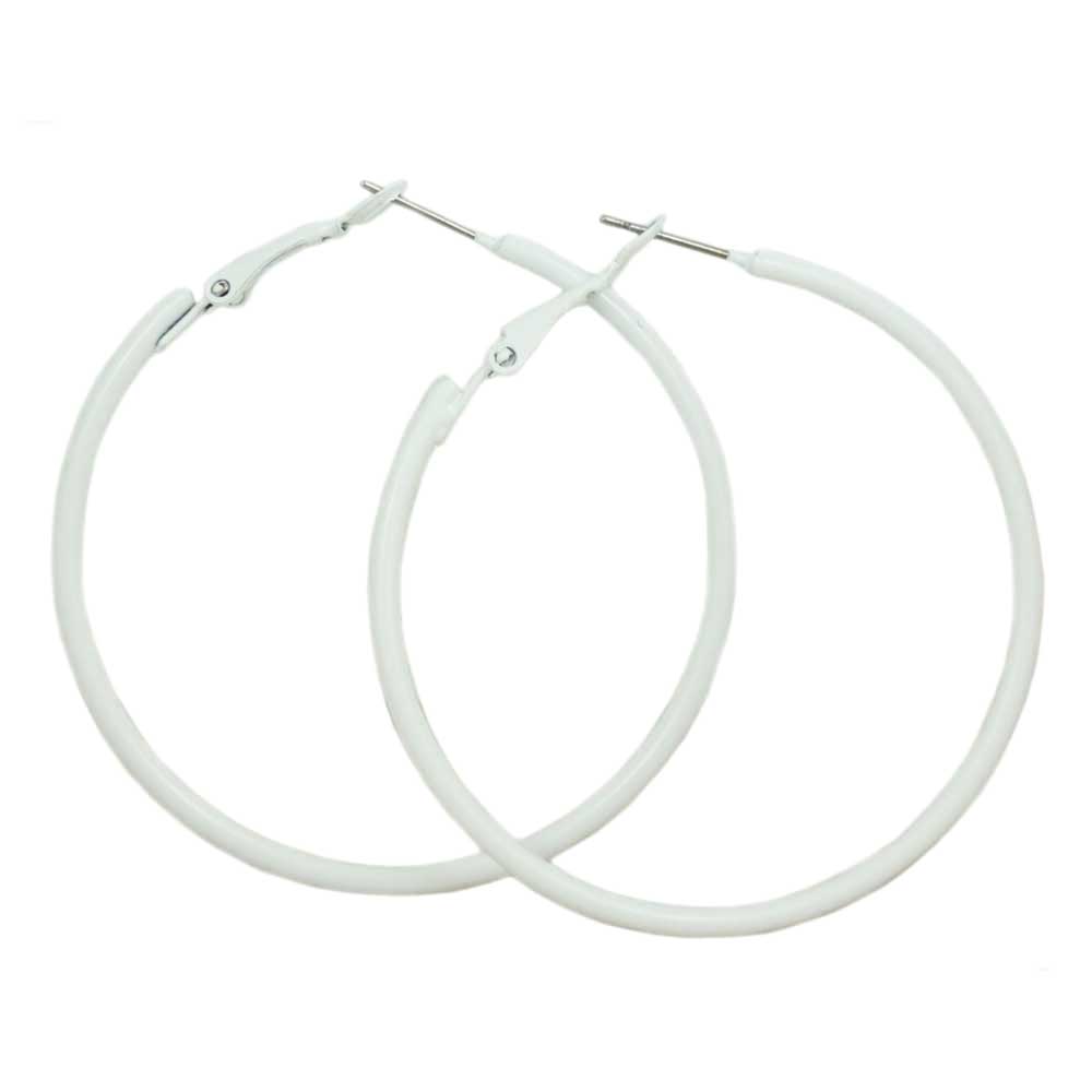 2" Medium Sized White Skinny Hoop Pierced Earring - FE220WT - Lilylin Designs