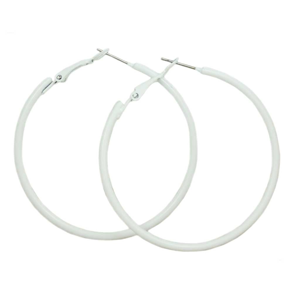 Lilylin Designs 2" Medium Sized White Hoop Pierced Earring