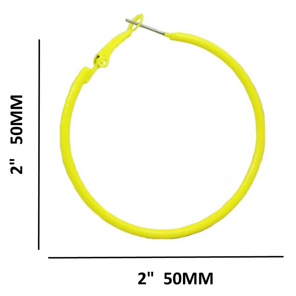 2" Medium Sized Yellow Skinny Hoop Pierced Earring - FE220YW - Lilylin Designs