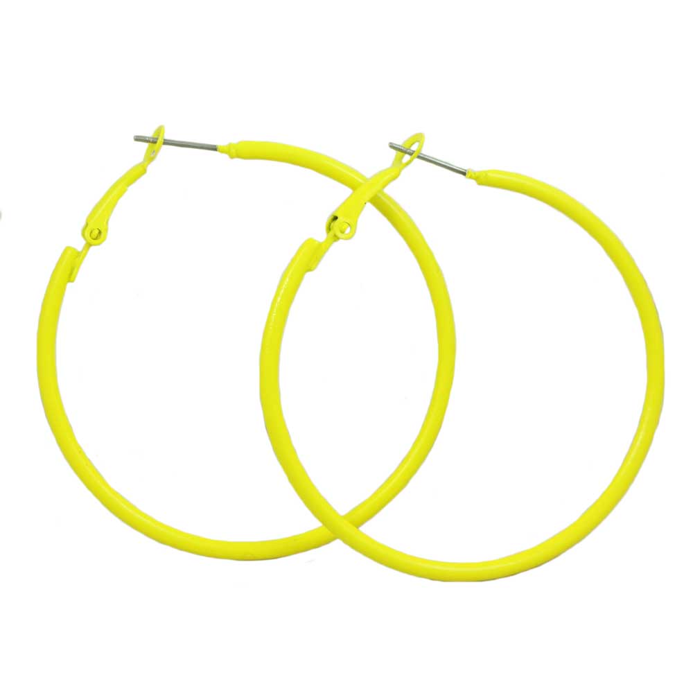 2" Medium Sized Yellow Skinny Hoop Pierced Earring - FE220YW - Lilylin Designs