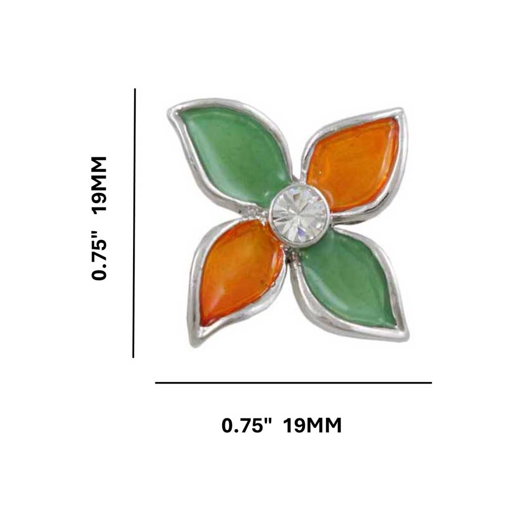 Green and Orange Stained Glass Flower Pierced Earring - FE303 - Lilylin Designs