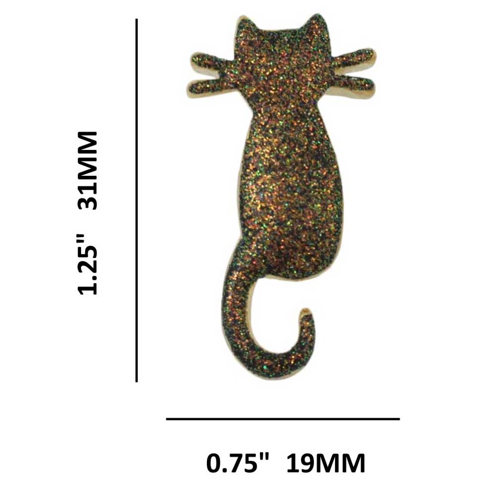 Black Cat with Gold Glitter Pierced Earring - FE320 - Lilylin Designs