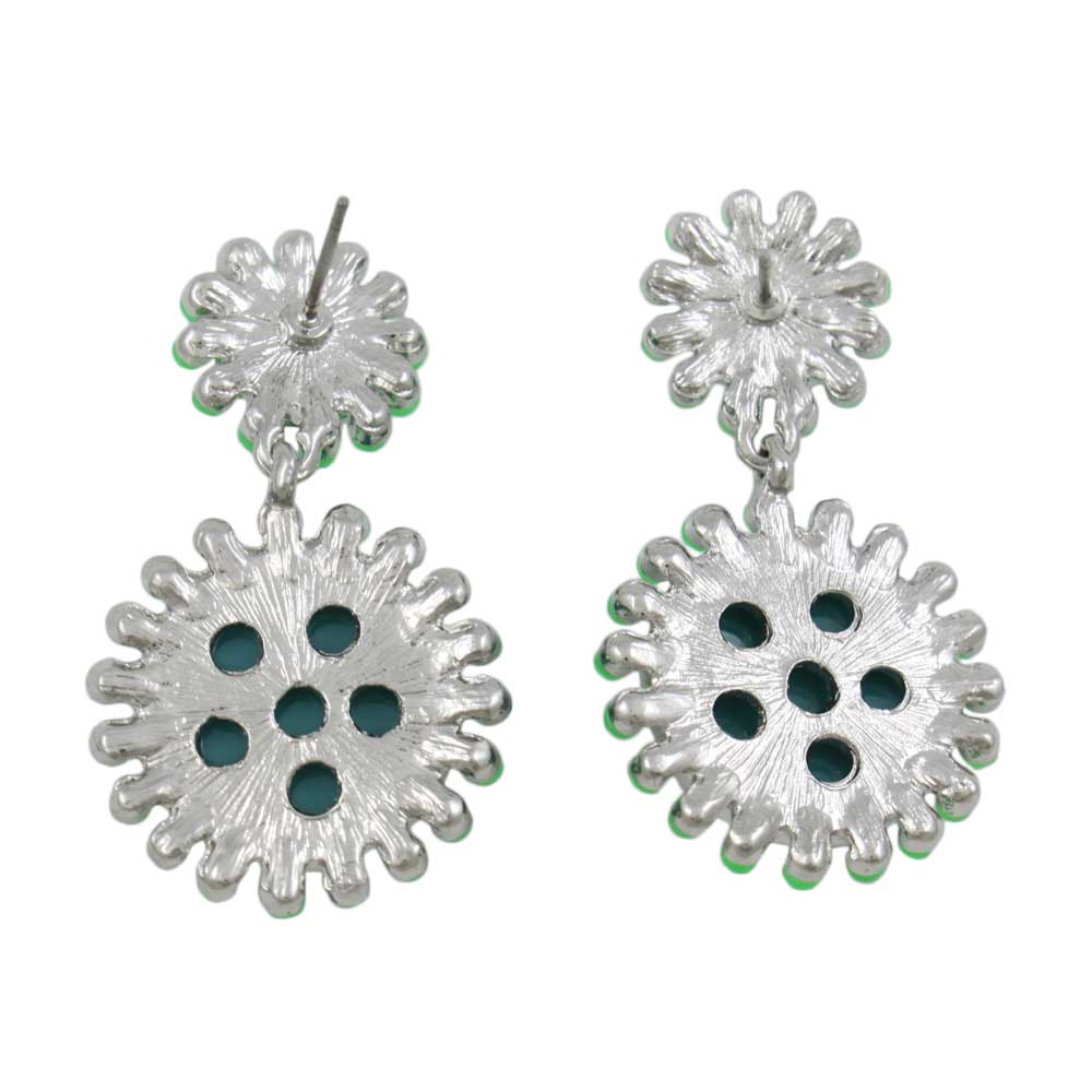 Blue Domes with Green Accents Dangling Pierced Earring - FE402 - Lilylin Designs