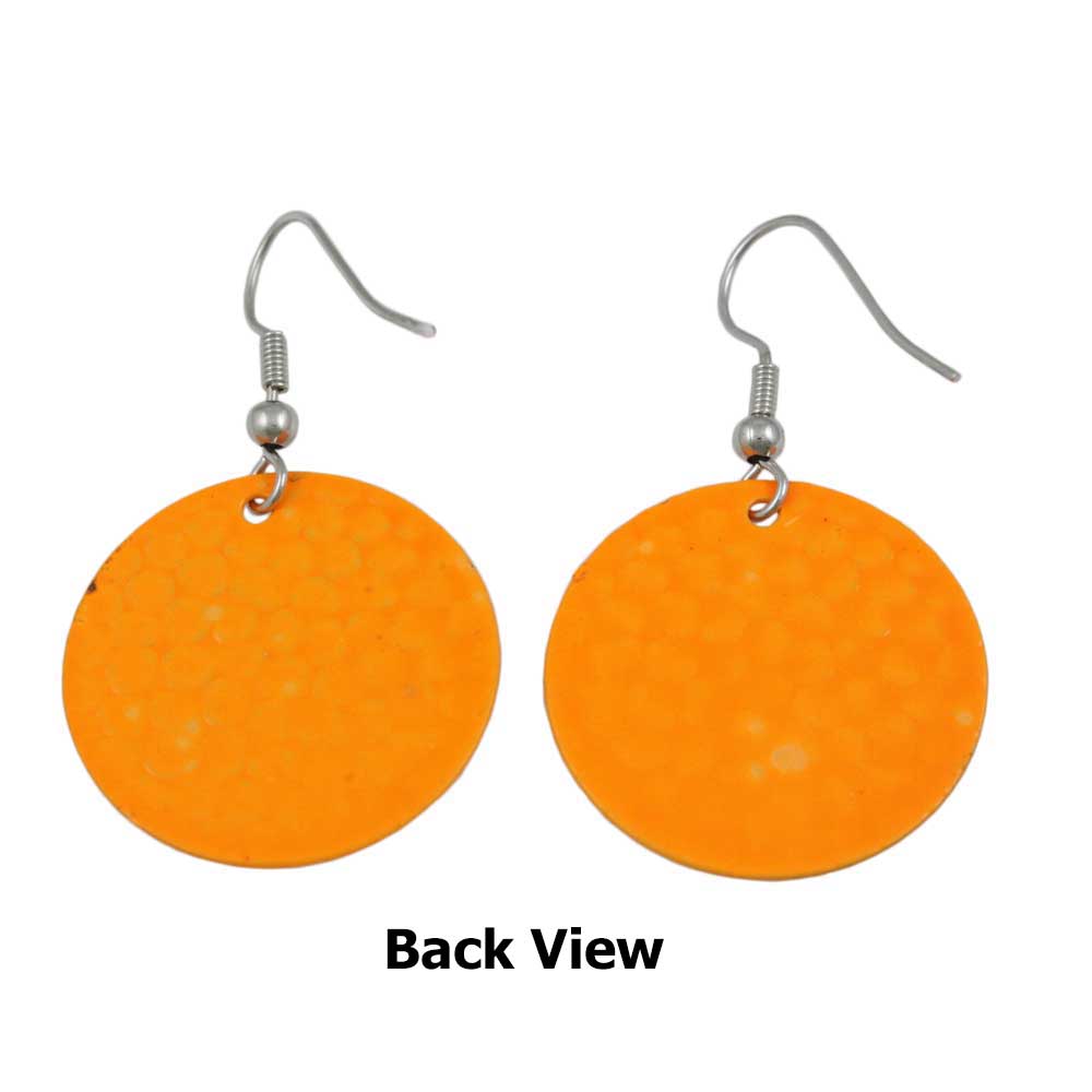 Round Bright Orange Textured Disc Pierced Earring - FE403OG - Lilylin Designs