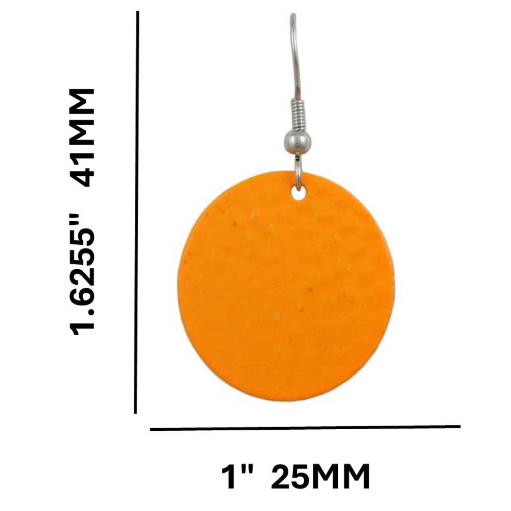 Round Bright Orange Textured Disc Pierced Earring - FE403OG - Lilylin Designs